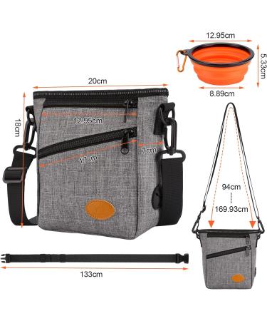Ownpets Dog Training Pouch with Collapsible Bowl - Grey | 4-in-1 Practical Training Bag | Shoulder & Waist Straps | Ideal for Dog Training and Daily Walks - Buy Online on GoSupps.com
