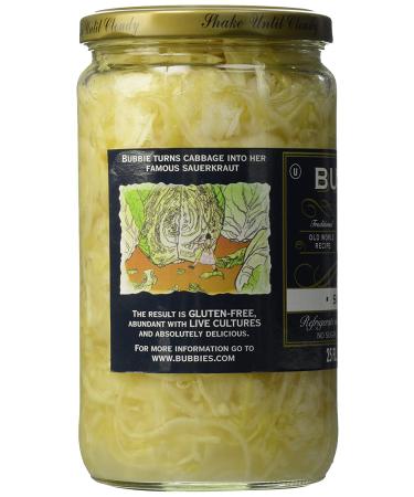 Bubbies Sauerkraut - 25 oz | Probiotic Rich Fermented Cabbage | Natural and Delicious - Buy Online on GoSupps.com