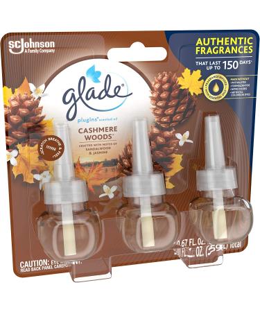 Glade PlugIns Cashmere Woods Air Freshener Refills - 3 Pack of 2.01 Fl Oz Scented Essential Oil for Home & Bathroom - Buy Online on GoSupps.com