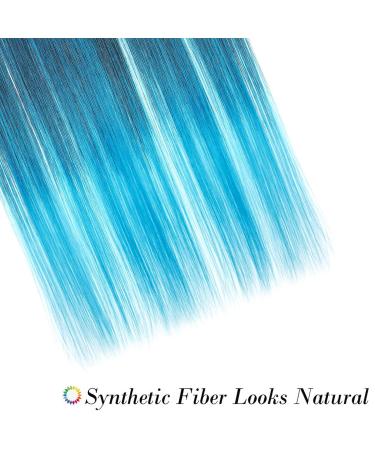 Silk-Co Rainbow Clip-In Hair Extensions - 10pcs Smooth DIY Highlights Natural Black & Blue 50g 50cm - Buy Online on GoSupps.com