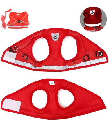 Femax Reflective Dog Harness & Linen Set - Soft Mesh Padded for Puppies & Cats - Adjustable Breathable XL (Chest 47-52 cm) - Ideal for Walking Running & Training - Red - Buy Online on GoSupps.com