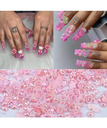 500pcs Pink Pearls 3D Nail Art Charms - Hearts, Flowers, Stars, Bows, Rounds - Acrylic Hollow Pearls for Valentine's Day Nail DIY - Cute Nail Beads & Jewelry Accessories - S1 Pink Bow - Buy Online on GoSupps.com
