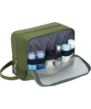 WANDF Water-Resistant Nylon Toiletry Bag - Lightweight Dopp Kit for Men and Women - A-Pure Army Green - Buy Online on GoSupps.com