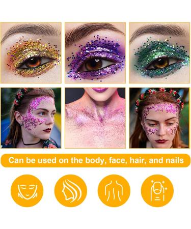  BUCOMTU Festival Face Glitter 12 Colors Makeup Body Glitter Thick Gel Glitter Face Glitter Face Festival Accessories Gadget for Carnival Masquerade and Party - Buy Online on GoSupps.com
