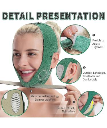 V-Line Lifting Mask for Double Chin Reduction - Breathable Face Slimming Strap - Green Chin Cheek Lift Up Belt for Women Men - Buy Online on GoSupps.com