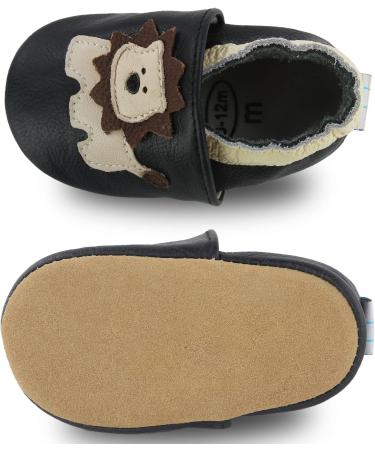 Soft Leather Baby Shoes | Non-Slip Rubber Soles | Navy Blue Lion Design | 12-18 Months - Buy Online on GoSupps.com