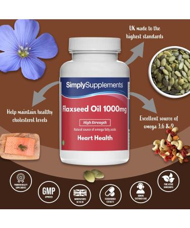 Flaxseed Oil 1000mg - 120 Capsules - Vegan Friendly - 40 Day Supply - Simply Supplements - Buy Online on GoSupps.com