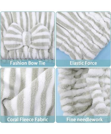 2-Pack Microfiber Hair Towel Caps with Bow-Knot for Fast Drying - Blue, Gray, and White - Soft & Absorbent Hair Drying Caps for Women - Buy Online on GoSupps.com