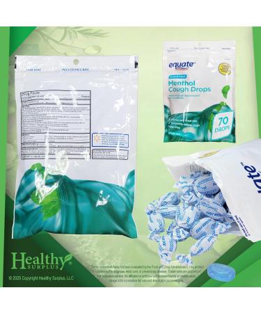 Healthy Surplus Equate Menthol Cough Drops - 70 Drops and Vital Volumes Tips Card Bundle - Buy Online on GoSupps.com