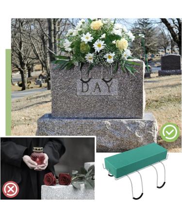 4 Pack 12 Inch Gravestone Flower Saddle for Cemetery Headstones - Rustproof Galvanized Wire Tombstone Holder with Floral Foam - Buy Online on GoSupps.com