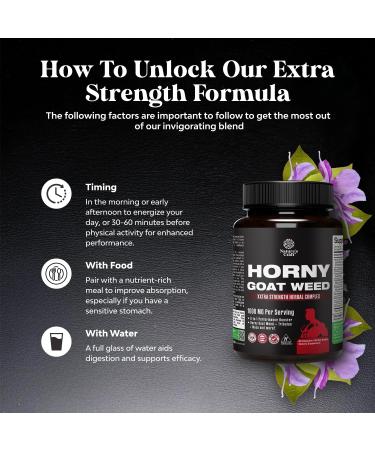 Horny Goat Weed for Men - Extra Strength Male Supplement with Black Maca Root, Tongkat Ali, Saw Palmetto & Panax Ginseng Extract for Stamina & Energy - 60 Capsules - Buy Online on GoSupps.com