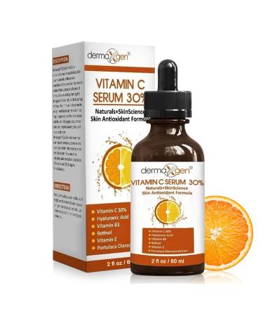 Dermaxgen 30% Vitamin C Serum for Face, Hyaluronic Acid & Vitamin E - Natural & Organic Anti Wrinkle & Skin Rejuvenator Moisturizer Vitamin C for All Skin - Anti Aging Serum (2 FL OZ)