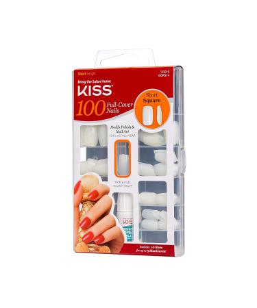 Kiss 100 Full Cover Nails Square Short - High Quality Nail Tips for Easy Application | Buy Online Worldwide - Buy Online on GoSupps.com
