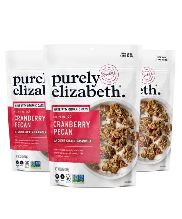 Purely Elizabeth, Cranberry Pecan, Ancient Grain Granola, Gluten-Free, Non-GMO (3 Ct, 12oz Bags) 12 Ounce (Pack of 3) Cranberry Pecan
