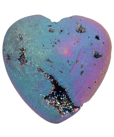 Nupuyai Rainbow Agate Geode Heart Palm Worry Stone for Chakra Reiki Healing Crystal Love Stone for Home Decoration 40mm 02-rainbow/Agate Geode/40x40mm - Buy Online on GoSupps.com