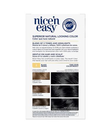 Clairol Nice'n Easy Permanent Hair Dye 2 Black - Pack of 3 - 6.26 Fl Oz - Buy Online on GoSupps.com