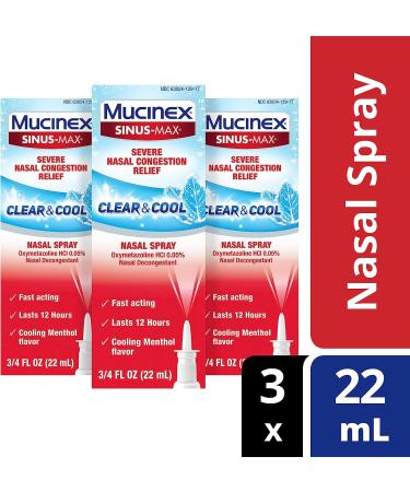 Mucinex Severe Nasal Congestion Relief Cooling Menthol Spray 3/4 Fl Oz (Pack of 3) - Buy Online on GoSupps.com