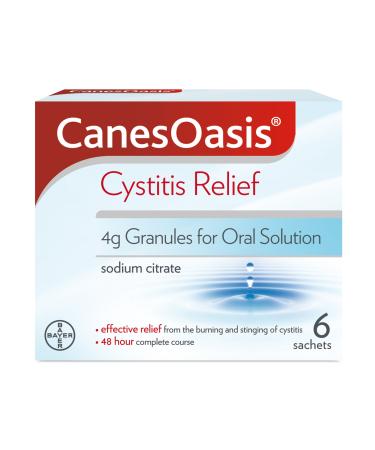 CanesOasis Cystitis Relief | Granules for Oral Solution to Relieve & Treat the Burning & Stinging of Cystitis | 48hr Complete Course | Cranberry Flavour | 6 Count (Pack of 1) Single