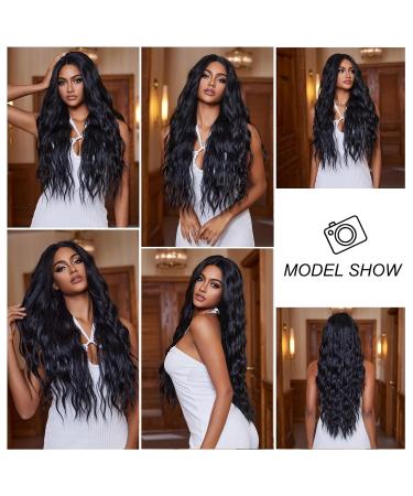 Esmee Long Wavy Black Wig - Natural Heat Resistant Synthetic Hair for Women | Best for International Shipping - Buy Online on GoSupps.com