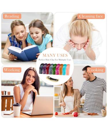 10 Classic Retro Acrylic Hair Clips - Large Rectangular French Automatic Hair Clips for Women & Girls - Ideal for Thick & Medium Hair (Mixed Colors) - Buy Online on GoSupps.com