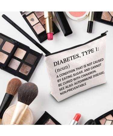 Type 1 Diabetes Awareness Makeup Bag - Gift for Diabetes Warrior - Support Cosmetic Bag with Humorous Diabetes Definition - Buy Online on GoSupps.com