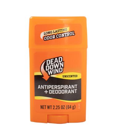 Dead Down Wind Mens Antiperspirant Deodorant Stick | 2.25 Ounce | Unscented, Long Lasting, Chemical & Organic Odor Eliminator, Safe for Sensitive Skin | Hunting Accessories