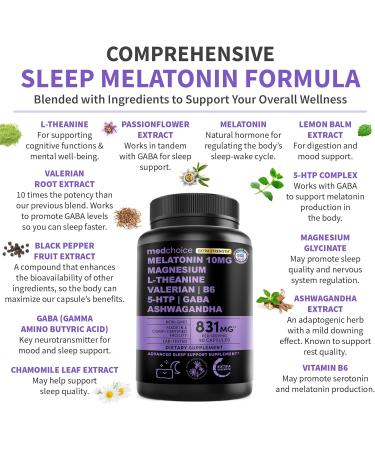 12-in-1 Melatonin Sleep Extra Strength Capsules - 10mg Melatonin Extra Strength with Magnesium and Balanced Blend of Ashwagandha GABA Chamomile Extract L-Theanine & Valerian Root 10:1 Extract 90ct 90 Count (Pack of 1) - Buy Online on GoSupps.com
