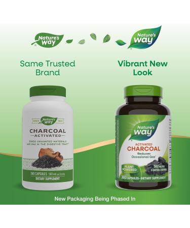 Nature's Way Activated Charcoal 280 mg - 360 Capsules for Digestive Health - Buy Online on GoSupps.com