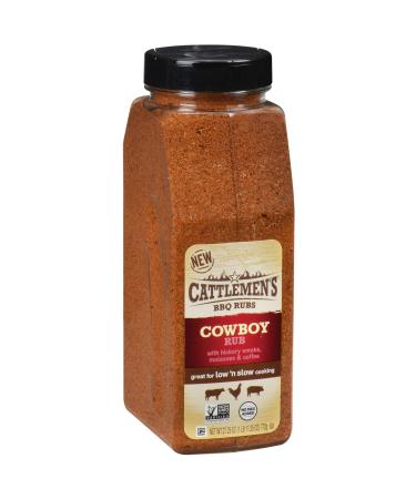 Cattlemen's Cowboy Rub, 27.25 oz - One 27.25 Ounce Container of Cowboy BBQ Rub with Hickory Smoke, Molasses and Coffee Flavor, Perfect for Brisket, Chicken or Beef