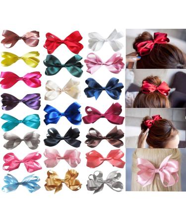 PrettyBoutique 6 Inches Girls Large Ribbon Boutique Ponytail Hair Bun Bow Clips Accessories (Teal) - Buy Online on GoSupps.com