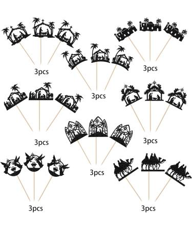 24 Pack Christmas Jesus Cupcake Toppers Jesus's Nativity Cupcake Picks Glitter Cross Cupcake Decorations for Merry Christmas Jesus's Birthday Holy Religious Party Cake Decorations Supplies Black 1-black - Buy Online on GoSupps.com