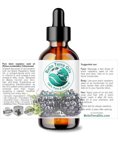 Buy Bella Terra Black Raspberry Seed Oil 2 oz - Cold-Pressed Unrefined High in Vitamin E & Omega-3 - Enhance Your Beauty Naturally - Buy Online on GoSupps.com