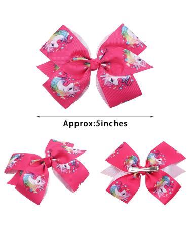 24PCS 4.5 Rainbow Boutique Grosgrain Hair Bows Alligator Clips for Girls - Unicorn Pigtail Bows for Kids & Teens - Buy Online on GoSupps.com