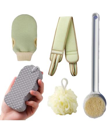 5-Piece setExfoliating Bath Sponge  Super Soft Exfoliating Bath Sponge Set  Dead Skin Remover for Body  Shower Exfoliating for Adult Baby  Include Exfoliating Glove  Loofah and Back Scrubbe