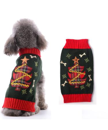 Hrttsy Christmas dog sweater winter warm dog cat sweater clothing pets coat costume puppy sweater pullover clothing for small medium -sized dogs big dog pet sweater large army Christmas tree