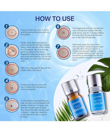 Pureskin Skin Tag Remover & Mole Corrector And Repair Lotion Set Remove Tags and Moles Effortlessly - Buy Online on GoSupps.com