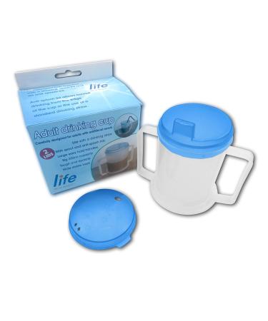 Life Healthcare Adult Drinking Cup for Elderly  300ml Non Spill Cups for Elderly  Dishwasher Safe Non-BPA Plastic Two Handled Cup for Elderly  Plastic Beakers for Adults Disability People