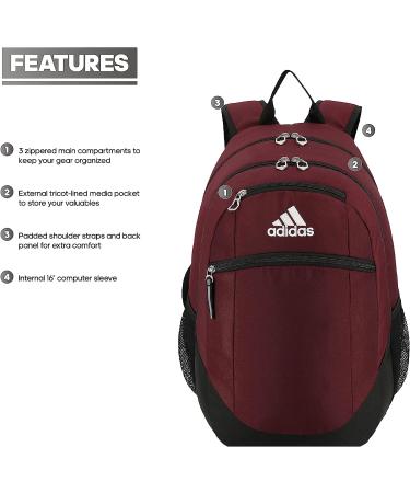 adidas Striker II Backpack Team Maroon/Black/White - One Size - Buy Online on GoSupps.com