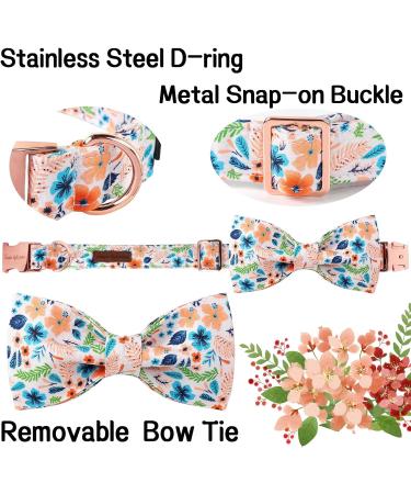 Unique Style Paws Peach Flower Dog Collar | Adjustable Bowtie Collar for Small Dogs | Comfortable Cotton for Young Girls | Neck Size 10-16 in - Buy Online on GoSupps.com