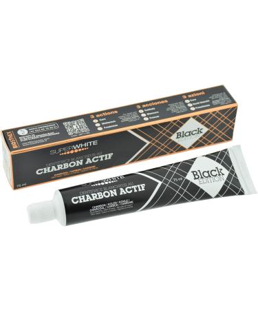 Doskar Super White toothpaste Black Edition with activated carbon fluorine and mint for healthy white teeth and fresh breath 75ml pharmacy quality