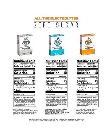Gatorade G Zero Powder Glacier Cherry Variety Pack 0.10oz Individual Packets - 10 Count x 5 Packs - Buy Online on GoSupps.com