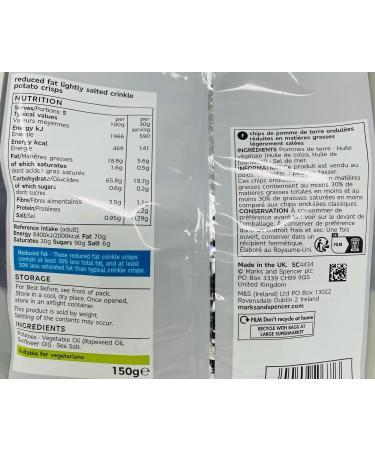 M&S Reduced Fat Ready Salted Crisps 150g - 2 Pack - Buy Online on GoSupps.com