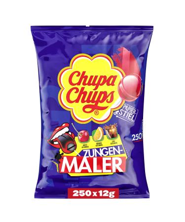 Chupa Chup's tongue painter lollipop bag refill bag with 250 Lollis cola cherry & orange taste lollipops color the tongue 250 x 12g
