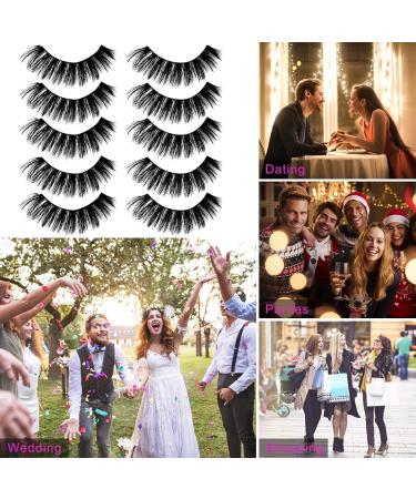 Uraqt 3D False Eyelashes - 5 Pairs of Natural Thick Fluffy Eyelashes for Stunning Eye Makeup - Curl & Length | Black (52) - Buy Online on GoSupps.com