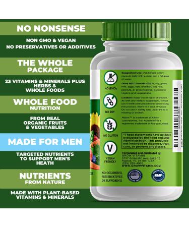 One Daily Multivitamin for Men - with Vitamins & Minerals + Organic Whole Foods Supplement to Boost Energy General Health - Non-GMO - 90 Capsules | 3 Month Supply - Buy Online on GoSupps.com