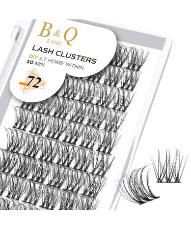 Cluster lashes 72 Clusters B&Q Lash Clusters D Curl Individual Cluster Lashes Natural Eyelash Clusters DIY Lash Extensions Soft Fluffy Cluster Eyelash Extensions (UK-FD-B49-D-10) D-10 mm B 49