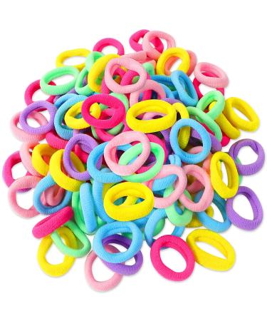 Hanyousheng 100 Pcs Girls Hair Bands Baby Hair Bobbles Colored Soft Small Toddler Hair Ties Tiny Ponytail Holders Seamless girls hairbands for Baby Girls Small Hair Bands for Toddlers 100 Count (Pack of 1)