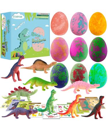 Bath Bombs for Kids with Surprise Toys Inside-9 Pack Organic Dinosaur Bath Bombs Gift Set,Bubble Bath Fizzes,Birthday or Easter Gift for 3 4 5 6 7 8 9 Year Old Girls and Boys (9 Pack) 9 Count (Pack of 1)