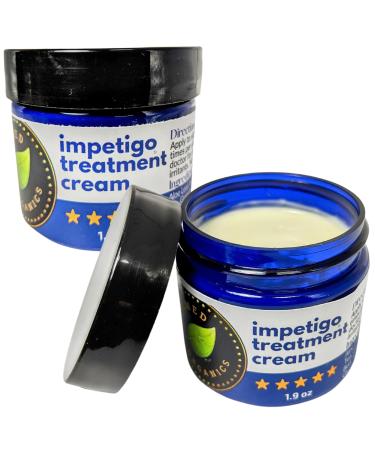 Tamed Organics Impetigo Symptom Relief Cream 2 Large 1.9 oz Jars of Fast Acting Safe Natural Formula Dries Impetigo Sores Anti Itching & Anti Scarring. Adult Children Crema Ointment 3.8 Total oz