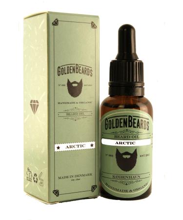 Organic Beard Oil and Beard Growth ARCTIC - 30ml *Golden Beards* | 100% Organic | Moisturise your beard and skin 100% Vegan & Organic Oils - Stop itching beard - Mint Smell - MADE IN DENMARK-